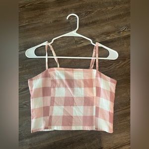 Forever 21 Pink Checkered Crop Spaghetti Strap Top - size S